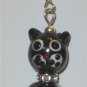 Artglass Lampwork Black Cat Crystal Dangle Earrings