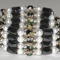 Black Cloisonne  Fresh Water Pearl Healing Magnetic Hematite Necklace