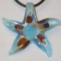 Murano Aqua Foil Artglass Starfish Necklace