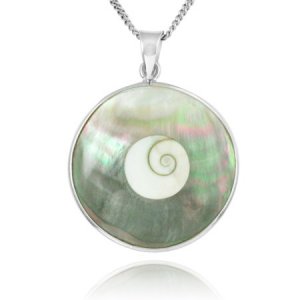 Shiva Eye Shell & Abalone Silver Necklace