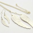 Silver Angel Wings Earring & Necklace Set
