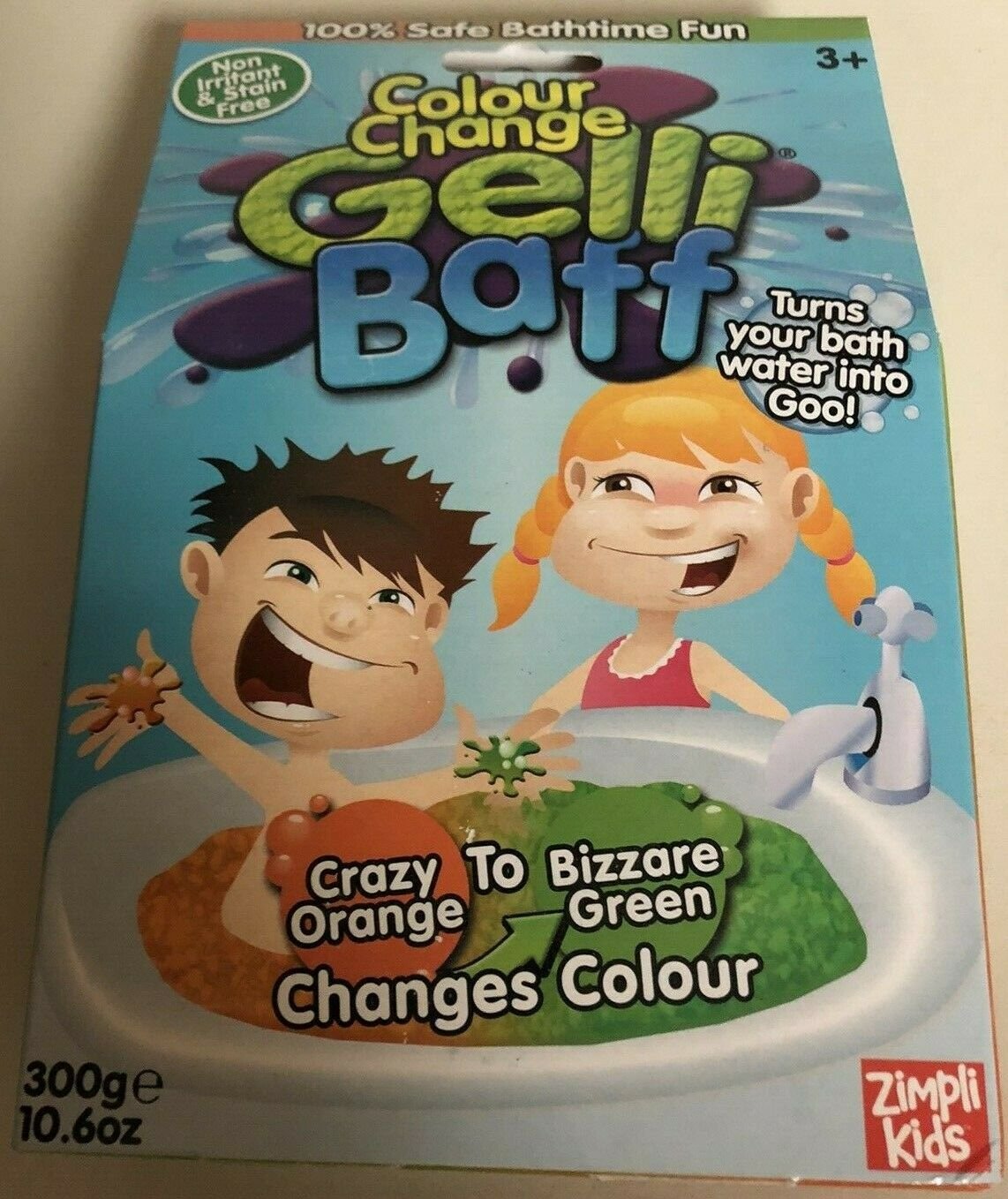 Colour Changing Gelli Baff 300g (10.6 oz) 1 Use Crazy Orange To Bizzare Green