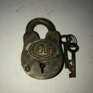 COLT Gun Cabinet Padlock Cast Iron Lock W/ Key Vintage Antique Finish