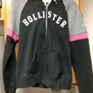 Hollister Hooded Zip Up Sweatshirt Ladies  ( L ) Black & Gray W/ Pink Armbands