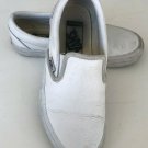 Vans Classic White Leather Slip On Sneakers Unisex Men's Size 4 Women's 5.5