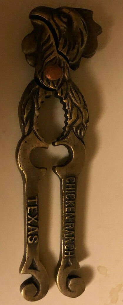 Antique Solid Brass Rooster Chicken Ranch Tx  Nut Cracker