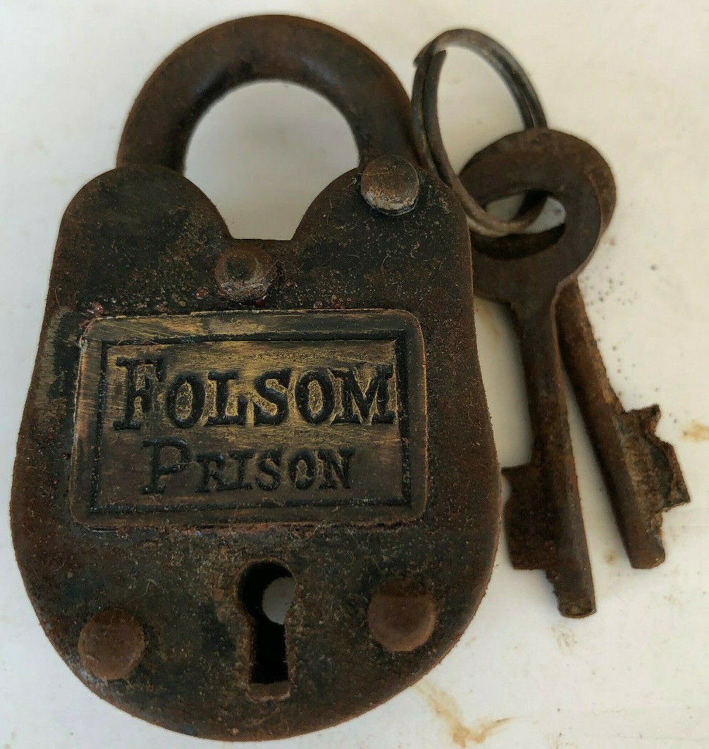 Folsom Prison Padlock Small Lock & Keys Heavy Cast Iron