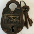 Folsom Prison Padlock Small Lock & Keys Heavy Cast Iron