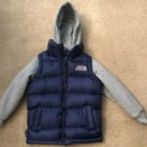 North Sportif kids size 6 dark blue puff w/ gray sweat shirt sleeves & Hoodie