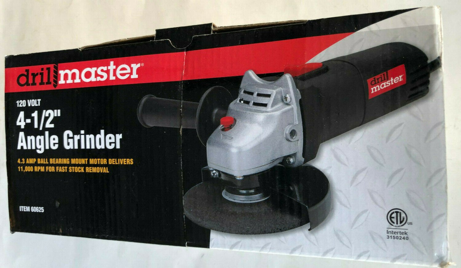 Drill Master 4-1/2" Angle Grinder Electric Tool 120v 60625 cutWheel Not Included