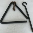 Chuck Wagon Dinner Bell Antique Wrought Iron, Striker, Leather Strap For Hanging