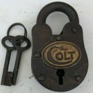 VINTAGE WORKING COLT PADLOCK WITH 2 KEYS - GUN CABINET LOCK - COLLECTIBLE