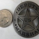Deputy U.S. Marshal curved brass gun grip butt tag badge
