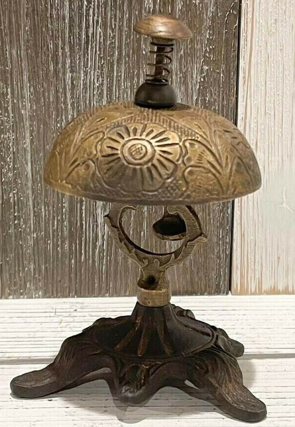 Solid Brass Ornate Desk Bell Hotel Antique Rustic Vintage