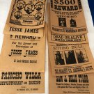 Old West Wanted Posters 12 PC Set 8.5" x 11" Parchment With Antique Finish
