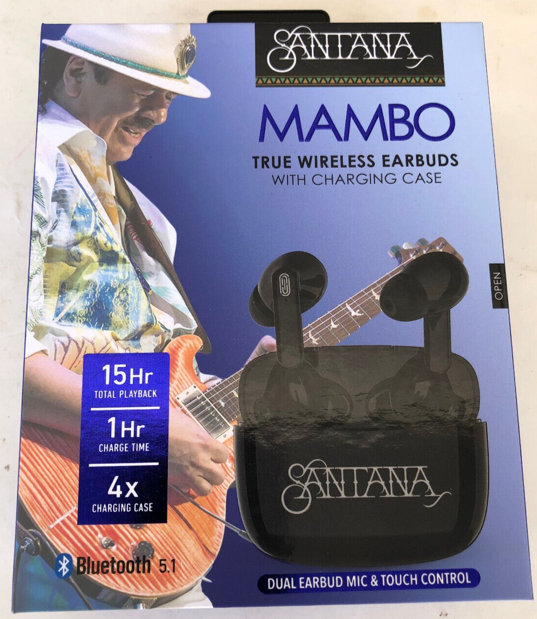 Santana MAMBO True Wireless Earbuds Bluetooth 5.1 Earbuds w/Charging Case Black