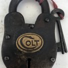 Colt 3 X 5 Lock W/ 2 Working Keys &  Vintage Finish Brass Tag W/ Colt Logo