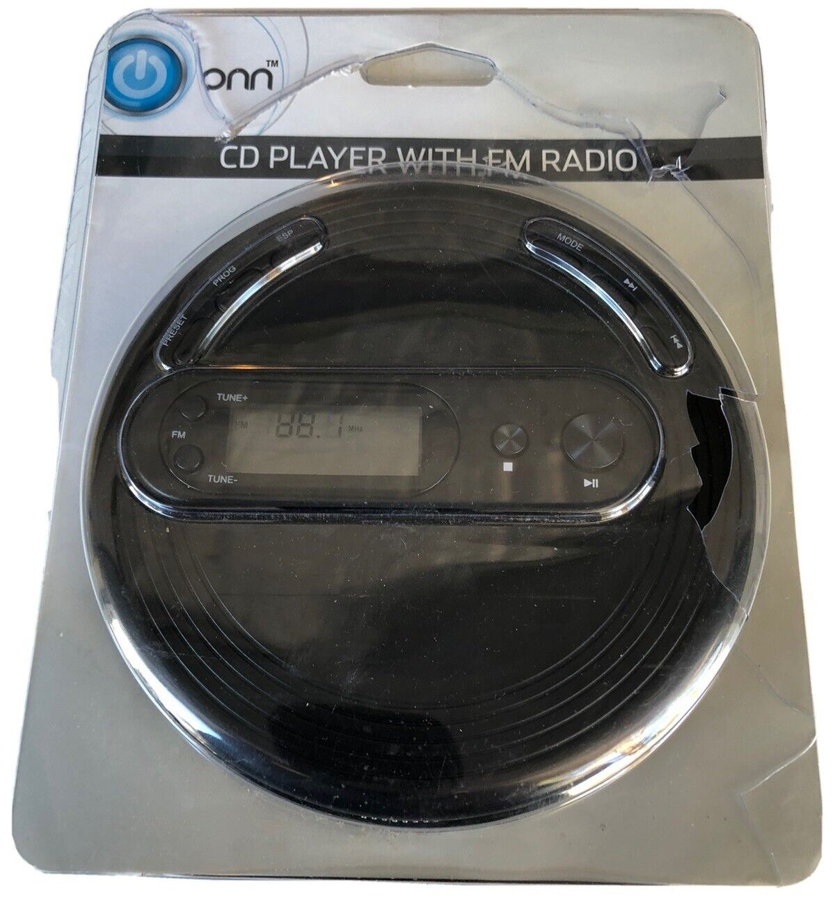 ONN Portable CD Player & FM Radio ONB15AV201 (Black) W/ Headphones