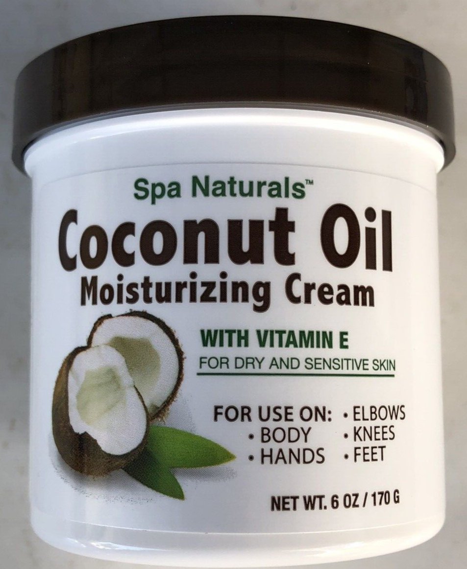 Coconut Oil Moisturizing Cream Vitamin E/Dry Sensitive Skin/Spa Naturals/6 oz