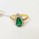 Handmade Emerald diamond ring from India in 14K solid gold