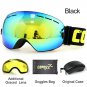 COPOZZ Ski Goggles with Case & Yellow Lens UV400 Anti-fog Spherical ski glasses
