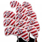 Red Stars Stripes Irons Headcovers PU Leather Golf Iron Complete Set Head