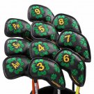 [2 Colors] Lucky Clover Golf Irons Headcovers PU Club Iron Complete Set Head