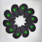 Green Clover Golf Iron Headcover Embroidery PU Golf Iron Club Covers #3-9PAS