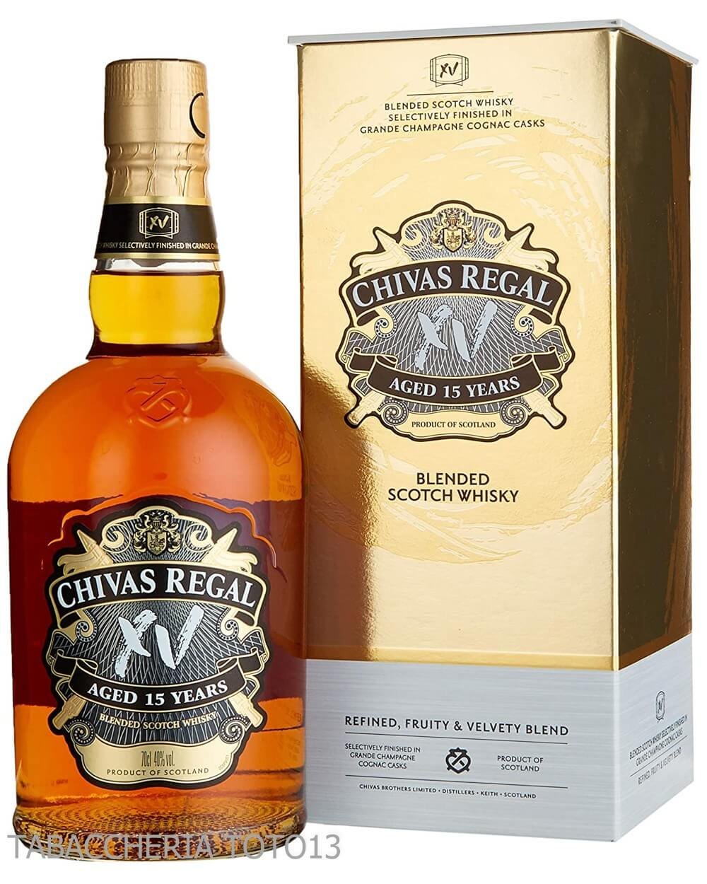 Whiskey chivas 15 years old aged in Cognac barrels 70 cl