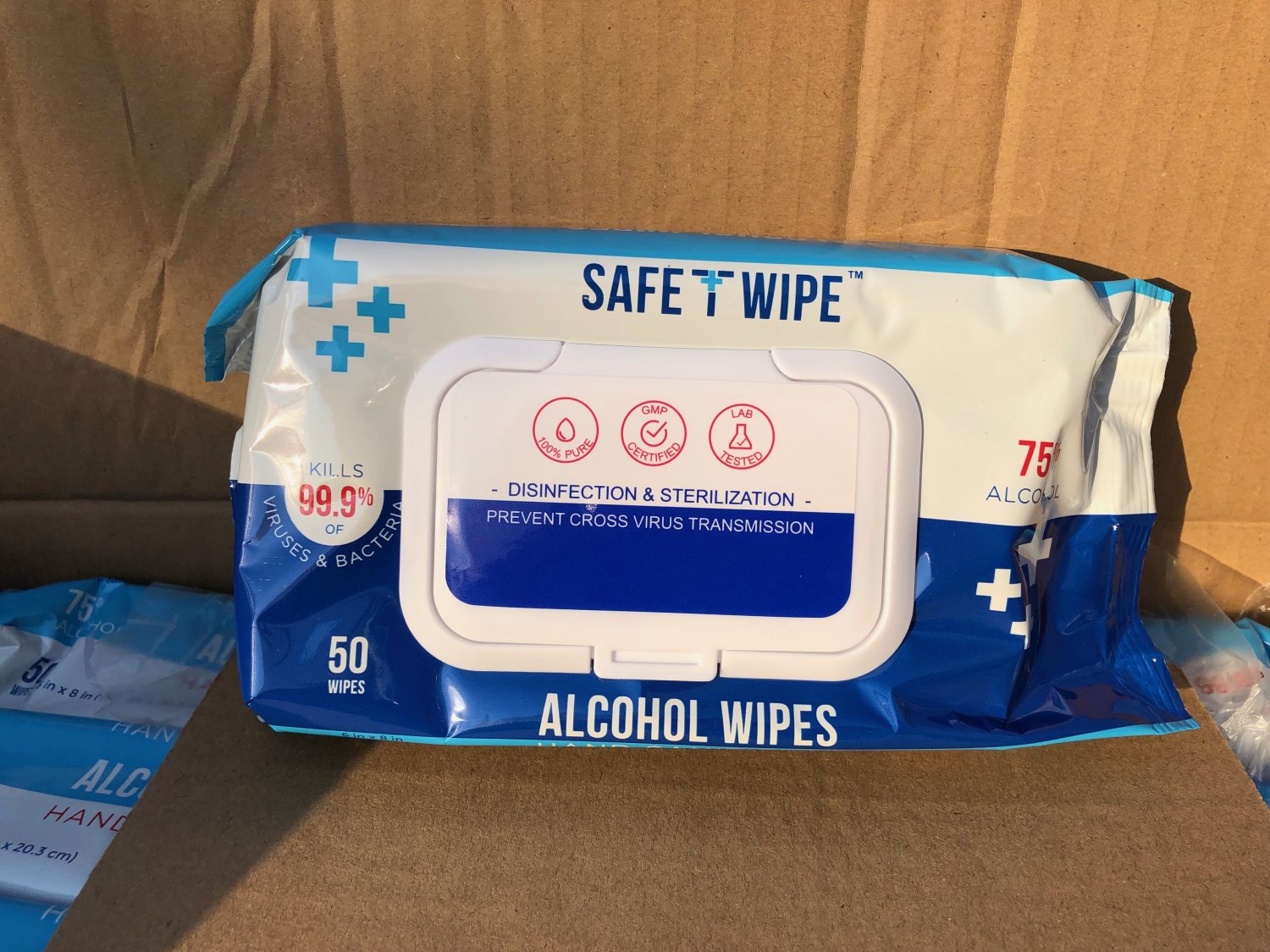 75% ALCOHOL WIPES,starting with $3.19/bag, plus freight.