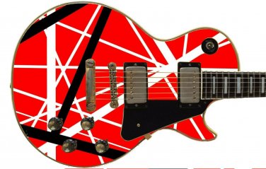 Hard Rock Metal Guitar God Red Black White Stripes Version 4 Guitar Skin