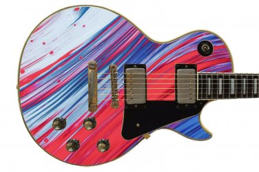 Guitar Red, White & Blue Gem Swirl Japan Theme Body Wrap Vinyl Sticker Decal