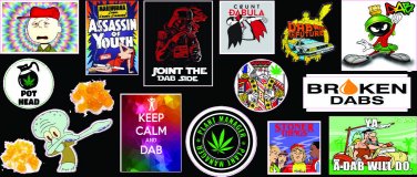 16 Weed Marijuana Dab Shatter Cannabis Chronic 420 Dabs Fun Vinyl Stickers F