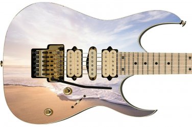 Guitar Skin Beach Sand Sun Sky Sun Wave Tide Theme Wrap Vinyl Sticker Decal