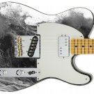 Guitar Skin Black N White Splash Water Wave Theme Body Wrap Vinyl Sticker Decal