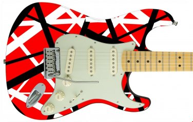 Guitar Skin Hard Rock Metal Rock Guitar God Stripes Red Black White Version 5