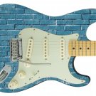 Guitar Skin Cool Blue Stone Bricks Wall Theme Body Wrap Vinyl Sticker Decal
