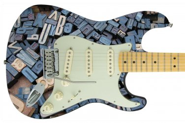 Guitar Skin Cool Metallic Alphabet Letters Theme Body Wrap Vinyl Sticker Decal