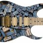 Guitar Skin Cool Metallic Alphabet Letters Theme Body Wrap Vinyl Sticker Decal