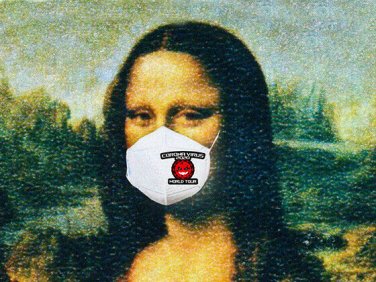 STOP COVID Virus MONA LISA FUNNY  WORLD TOUR Sign STICKER HUMOR DECALS
