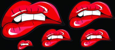 5 pack of Hot Lips Sexy Sweet Bold Fun Vinyl Stickers