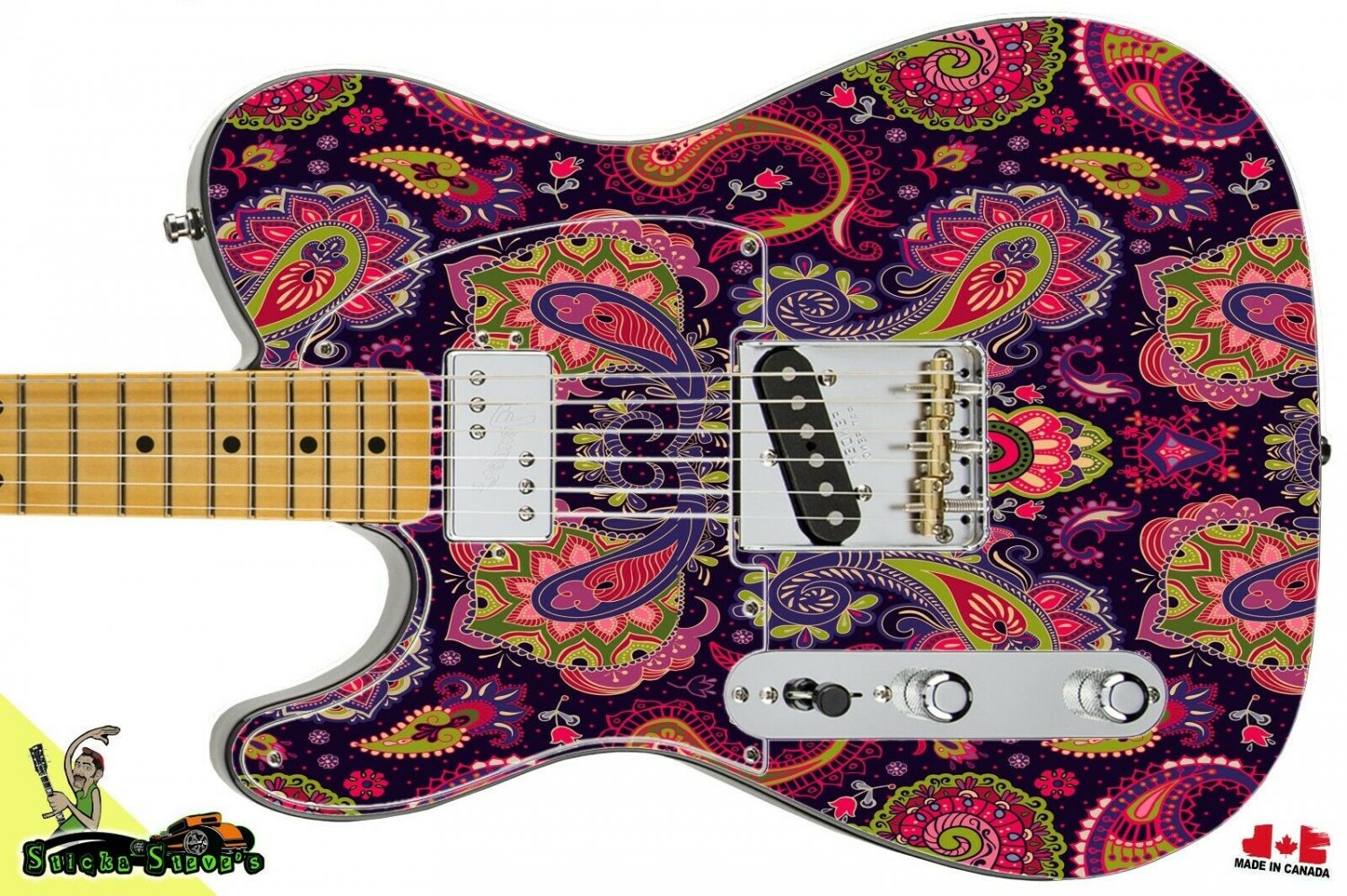 088 Lefty Electric Guitar Skin Paisley Cool