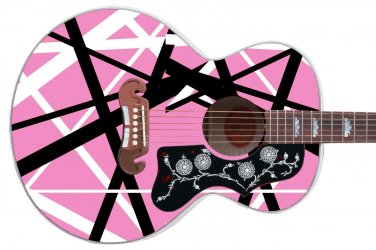 Hard Rock Metal Guitar Righty Jumbo Pink Black White Stripes V.15 Guitar Skin