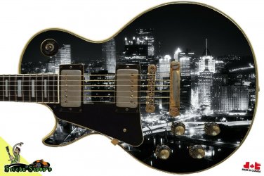 056 Lefty Electric Guitar Skin Bright City Nights