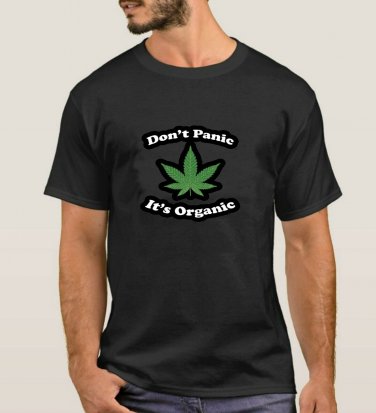 Don't Panic it's Organic Weed Green 420 Smoke Black T-shirt 7006