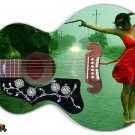 076 Lefty Jumbo Acoustic Guitar Skin Lady In Red