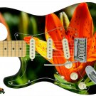 046 Lefty Electric Guitar Skin Orange Lily
