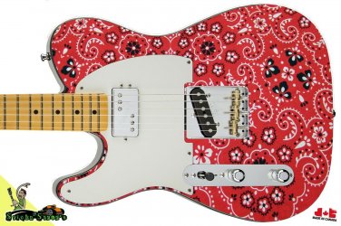 116 Lefty Electric Guitar Skin Bandana Red Close Up