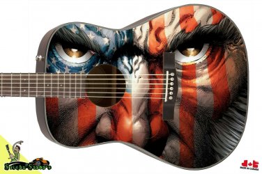 Guitar Skin Axe Wrap Re-skin Vinyl Decal Lefty Acoustic Guitar Wolverine USA 002