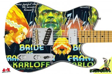 Guitar Skin Axe Wrap Re-skin Vinyl Decal DIY Bride of Frankenstein Right handed
